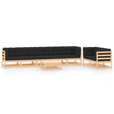 alt="8 Piece Garden Lounge Set with Anthracite Cushions Pinewood"