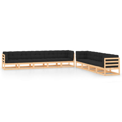 alt="9 Piece Garden Lounge Set with Anthracite Cushions Pinewood"