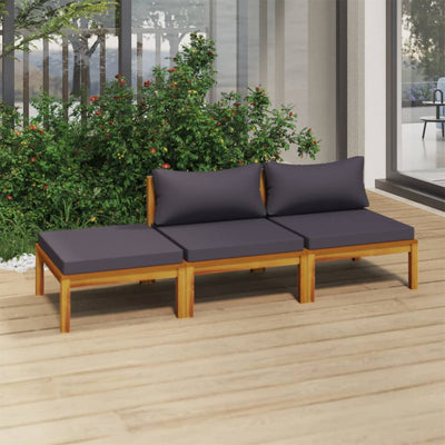 alt="3 Piece Garden Lounge Set with Cushion Solid Acacia Wood"