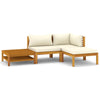 4 Piece Garden Lounge Set with Cream Cushion Solid Acacia Wood