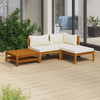 alt="4 Piece Garden Lounge Set with Cream Cushion Solid Acacia Wood"