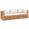 Garden 3-Seater Sofa with Cushions Solid Teak Wood