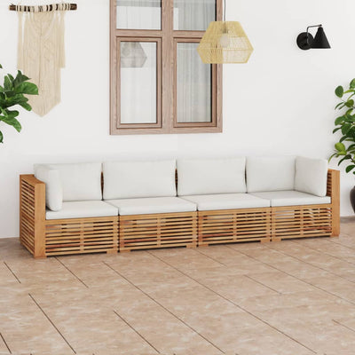 alt="Garden 4-Seater Sofa with Cushions Solid Teak Wood"