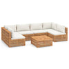 7 Piece Garden Lounge Set with Cream Cushion Solid Teak Wood