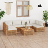 alt="7 Piece Garden Lounge Set with Cream Cushion Solid Teak Wood"