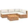 5 Piece Garden Lounge Set with Cream Cushion Solid Teak Wood