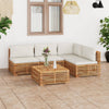 alt="5 Piece Garden Lounge Set with Cream Cushion Solid Teak Wood"