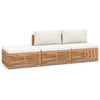 3 Piece Garden Lounge Set with Cream Cushion Solid Teak Wood