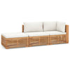 3 Piece Garden Lounge Set with Cream Cushion Solid Teak Wood