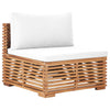 3 Piece Garden Lounge Set with Cream Cushion Solid Teak Wood