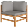 5 Piece Garden Lounge Set with Grey Cushions Solid Teak Wood