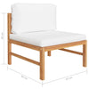 5 Piece Garden Lounge Set with Cream Cushions Solid Teak Wood