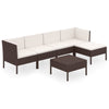 6 Piece Garden Lounge Set with Cushions Poly Rattan Brown