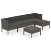 6 Piece Garden Lounge Set with Cushions Poly Rattan Grey