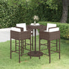 alt="5 Piece Garden Bar Set with Cushions Poly Rattan Brown""