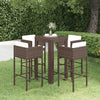 alt="5 Piece Garden Bar Set with Cushions Poly Rattan Brown""