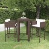 alt="5 Piece Garden Bar Set with Cushions Poly Rattan Brown""