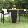 alt="3 Piece Garden Bar Set with Cushions Poly Rattan Black"