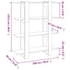 Book Cabinet/Room Divider Grey Sonoma 100x30x123.5 cm